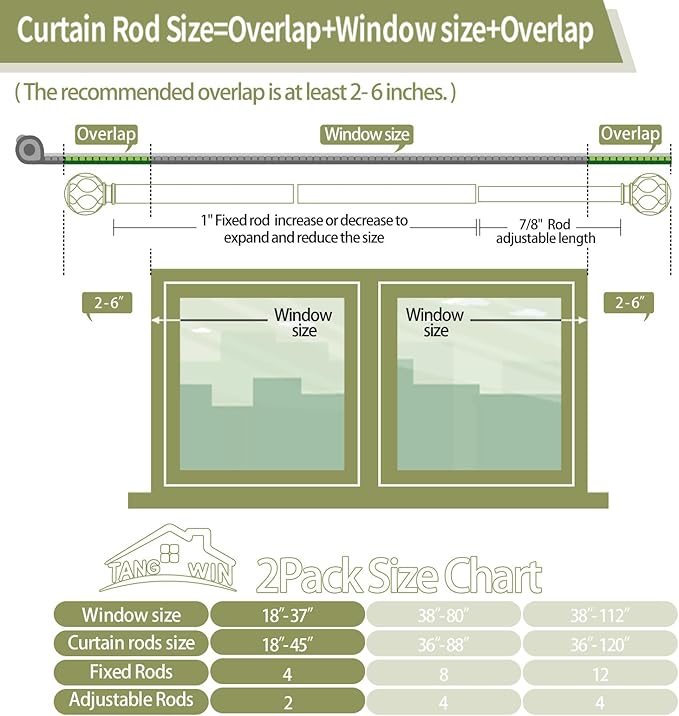 Black Adjustable Curtain Rods for Windows:Farmhouse Heavy Duty Curtain Rod for Bedroom Living Room,Boho Decorative Rustic Drapery Rods with Vintage Coastal Finials,Matte Black 2 Pack 18-45"
