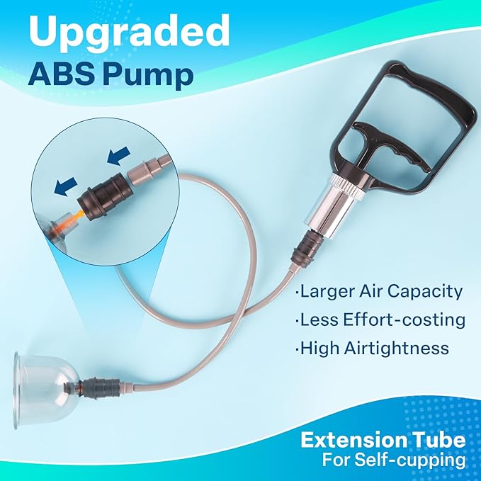 Cupping Kit for Massage Therapy, Silicone Physical Chinese Therapy Cupping Set at Home, Professional Muscle Cupping Tool with Pump & Vacuum Cups for Cellulite Reduction