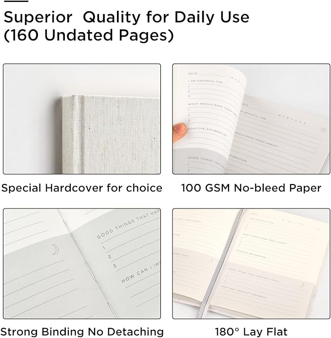 And Per Se Gratitude Journal – Five Minutes a Day to Cultivate Mindfulness, Happiness, Positive Vibes, Affirmations & Self-Reflection – Undated Daily Gratitude Journal for Women & Men (Pale Pink)