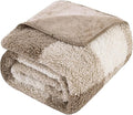 LURKA Checkered Sherpa Fleece Queen-Size Bed Blanket - Extra Thick and Warm Winter Soft Fuzzy Plush Blanket for Couches, Beds & Pets, Khaki, 90x90 Inches