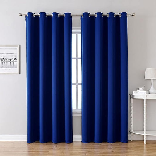ChrisDowa Grommet Blackout Curtains for Bedroom and Living Room - 2 Panels Set Thermal Insulated Room Darkening Curtains (Royal Blue, 52 x 84 Inch)