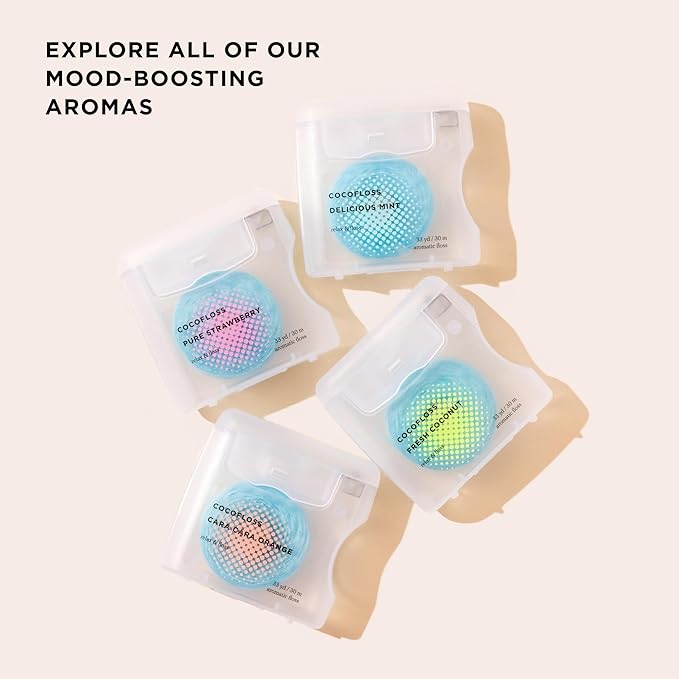 Cocofloss Woven Dental Floss, Dentist-Designed Oral Care, Mint, Waxed, Expanding, Vegan, Kid-Friendly String Floss with Coconut Oil, 3 Spools (33 yd Each)