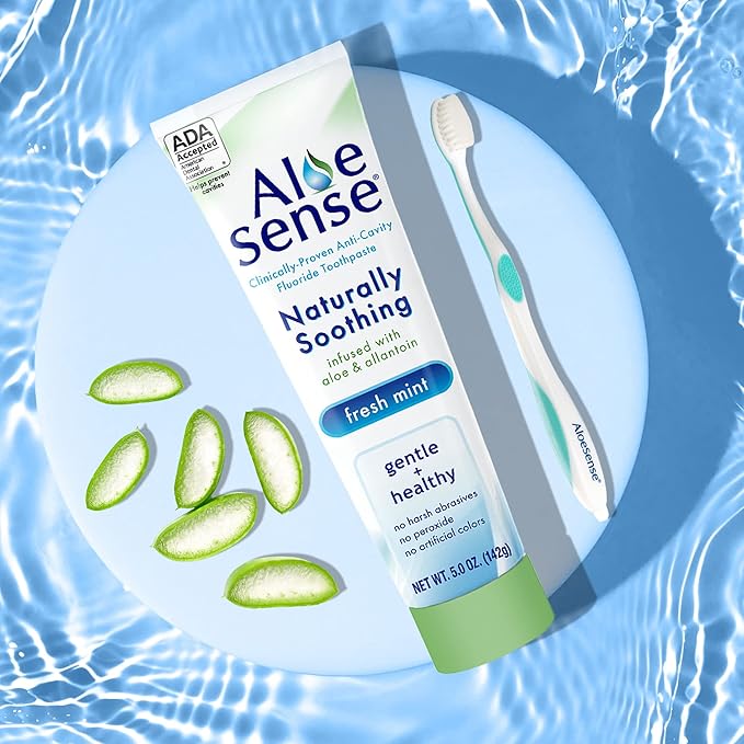 Naturally Soothing Toothpaste for Sensitive Teeth and Gum Care with Aloe Vera, Allantoin & Fresh Mint Flavor, Gentle & Natural, ADA Approved (5-oz, 3 Count)