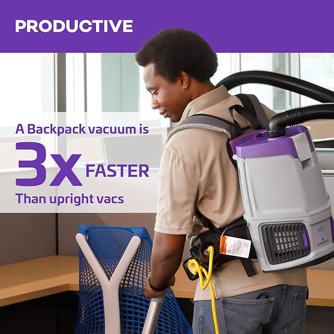 ProTeam GoFit 3 Commercial Backpack Vacuum with ProBlade Hard Surface & Carpet Tool Kit, 3 qt, Corded