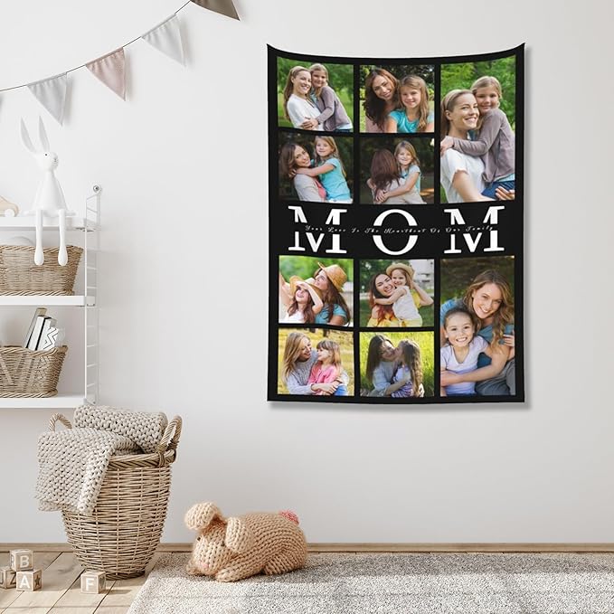 Custom Tapestry For Wall Bedroom Custom Backdrop Personalized Image Text Photo Customized Funny Tapestry Banners And Signs Mother's Day Vertical Tapestrys