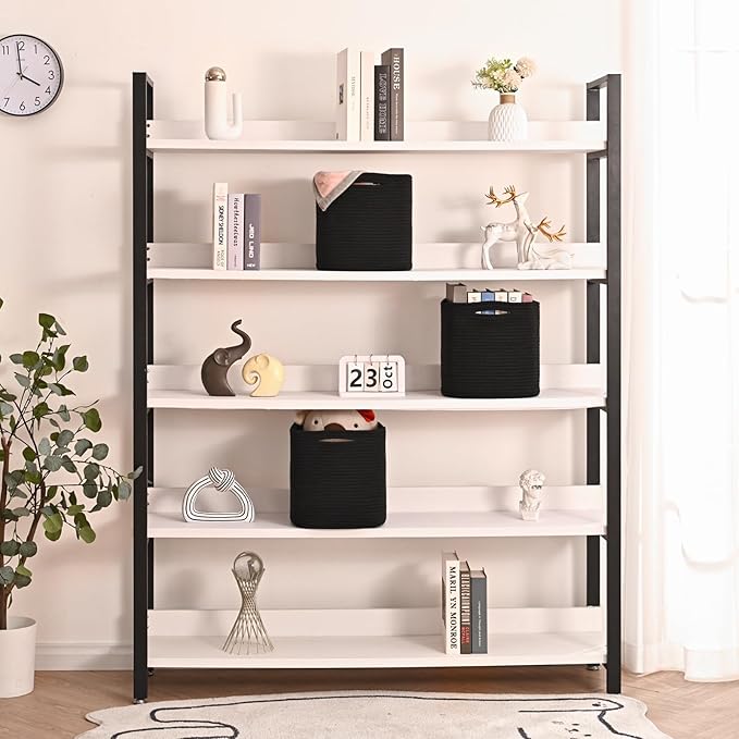 11 Inch Cube Storage Bins, Storage Cube Organizer Bins, Woven Cotton Rope Basket for Storage, Storage Baskets for Organizing Shelves, Square Baskets for Toys, Black (Pack of 3)