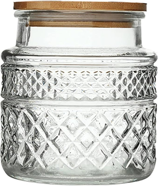 Glass Storage Jar, 38 FL OZ, Food Canisters with Bamboo Lid, Kitchen Containers Decorative Airtight Glass Jars For Cereal Nuts Snack Candy Cookies Coffee Tea