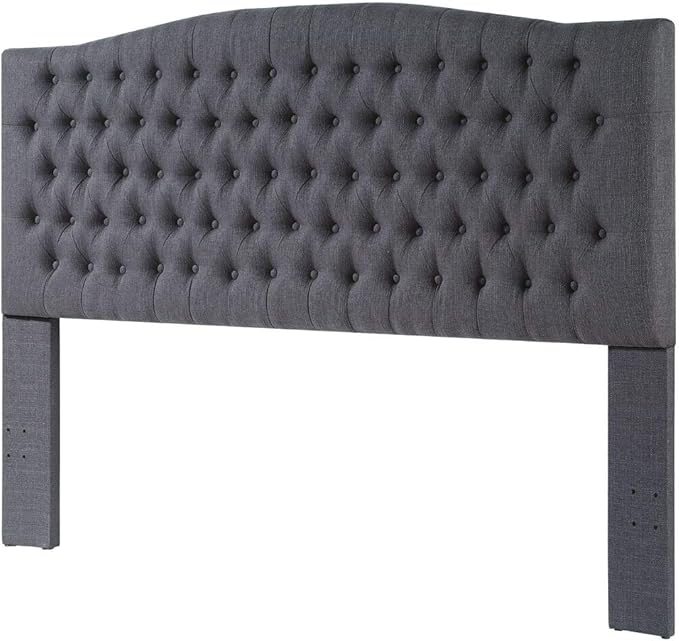 24KF Upholstered Tufted Button Linen Fabric Headboard,Comfortable Fashional Headboard King/CA King Size,Dark Gray