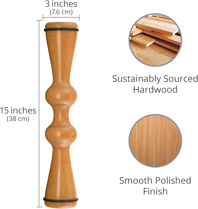 Body Back Wood Back Roller, Spine Stretcher & Aligner, Ma Roller, Back Cracker for Back Pain Relief and Muscle Recovery, Manual Back Massager, Wood Therapy Massage Tool (15 inch)