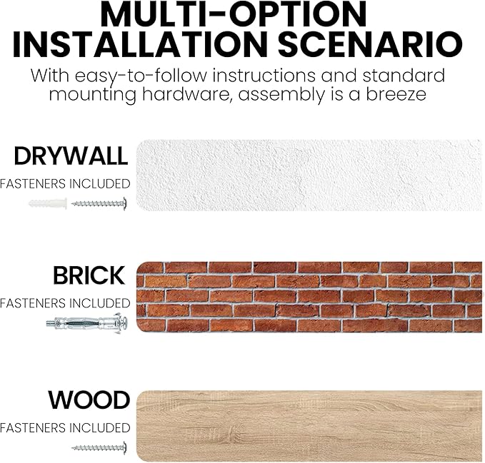 Fun Memories Floating Shelves for Wall, 24 Inch Floating Shelves Wall Mounted, Rustic Elm Wood Shelf, Heavy-Duty Storage Shelves for Books, Bathroom, Kitchen, Natural Finish, Set of 2