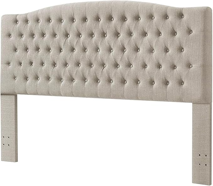 24KF Upholstered Tufted Button Linen Fabric Headboard,Comfortable Fashional Headboard King/CA King Size,Linen