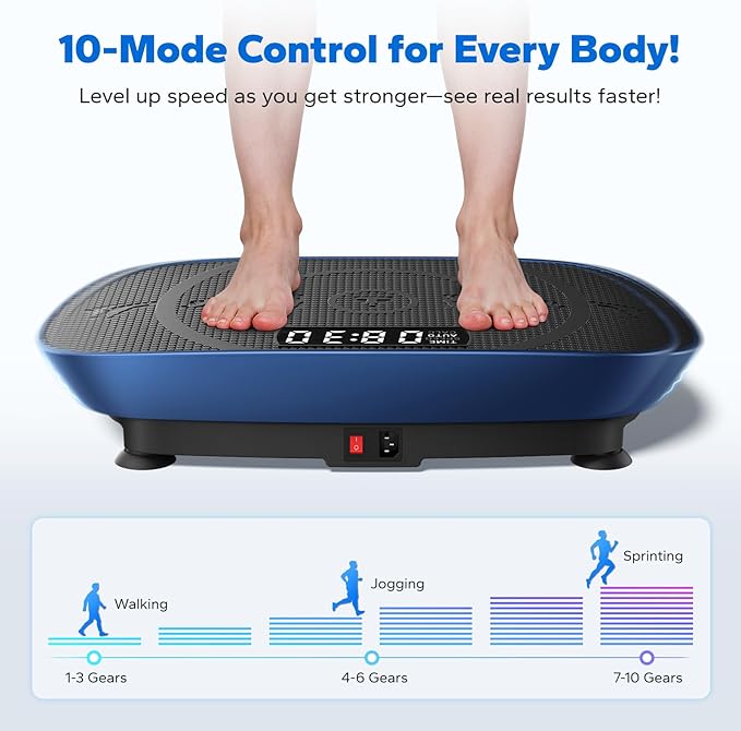 MERACH Slim Vibration Plate Exercise Machine, Vibration Plate for Lymphatic Drainage Weight Loss, Vibrating Plate with Real-Time Calorie Tracking on LED Display, Workout Equipment for Home Women Men