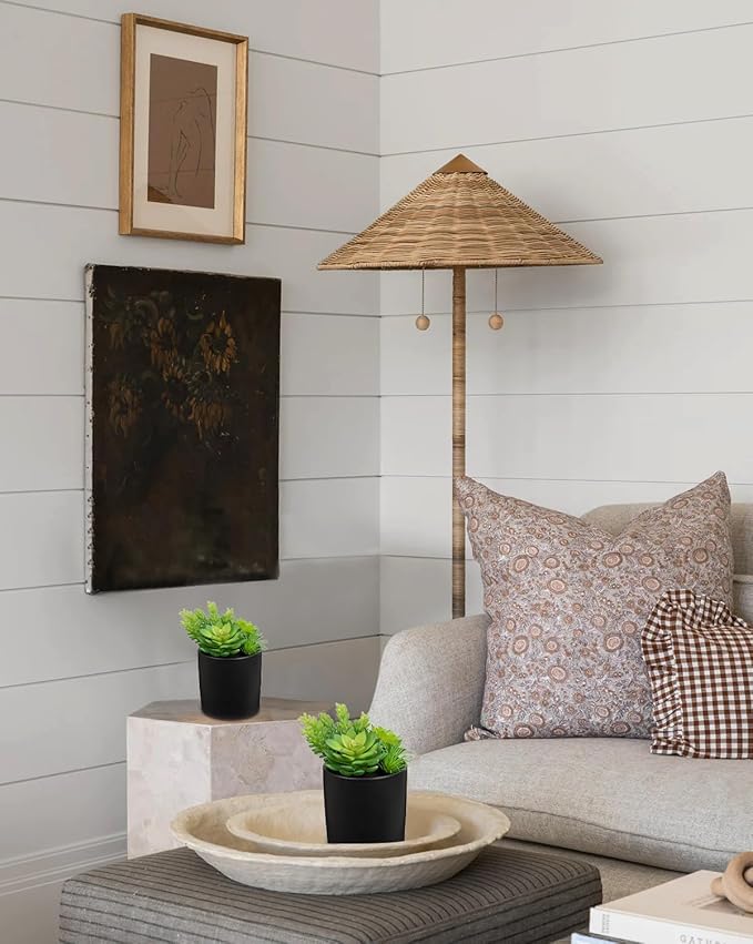 Artificial Succulents in Pots Faux Succulents Plants Fake Succulent Arrangement Potted Plants with Black Ceramic Vase for Office Desk Bathroom Shelf Living Room Indoor Home Decor