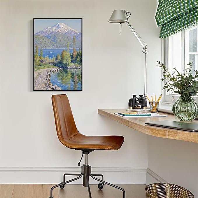 Color harmony mountain scenery blue sky lake wall painting suitable for living room natural scenery painting suitable for bedroom home decoration