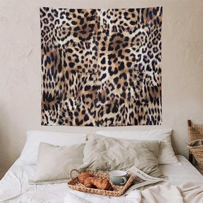 HZOHNAGO Leopard Print Tapestry Nature Wildlife Vintage Cheetah Fur Spot Animal Skin Wild Animals Spots Printed Wall Tapestry Painting Wall Hanging for Bedroom Living Room Dorm 60" W x 60" H