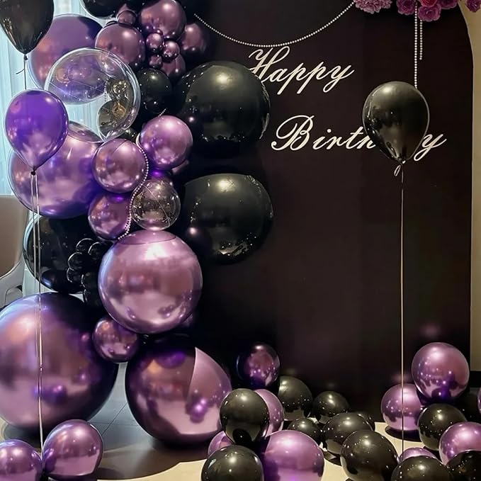 130pcs Metallic Purple Balloons Different Sizes 18" 12" 10" 5" Chrome Purple Latex Balloon Garland Arch Kit for Birthday Baby Shower Graduation Wedding Gender Reveal Party Decorations