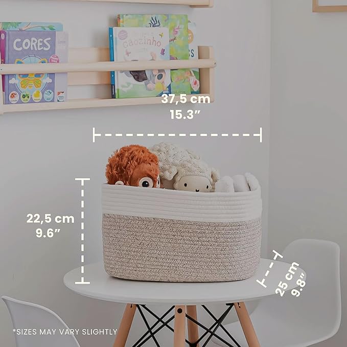 OrganiHaus Set of 3 Woven Storage Baskets for Organizing, Cotton Rope Organizer Bins for Shelves, Closet & Nursery, Dog Toy Basket, Decorative Bins for Toys, Towels & Books - 15x10x9, Brown
