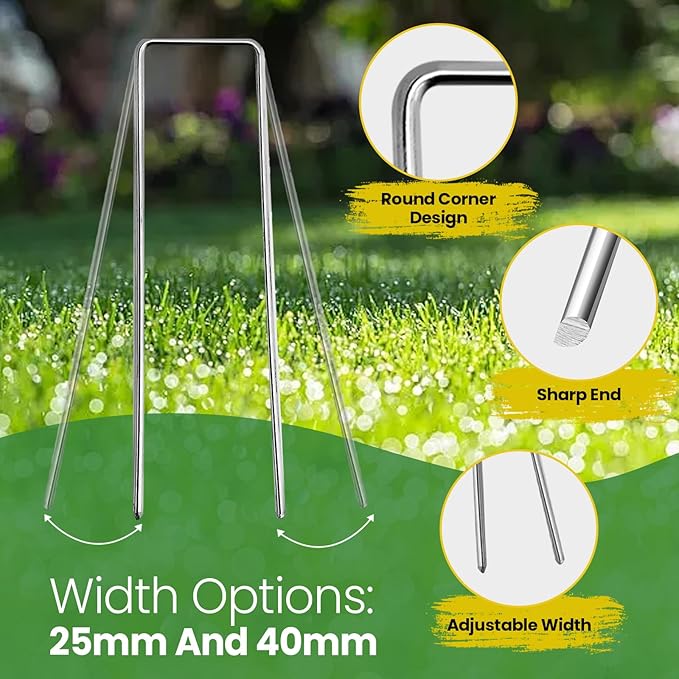 Landscape Staples 6 Inch 60 Pack, Garden Stakes Galvanized Garden Staples 11 Gauge, Plant Cover Stakes for Lawn Weed Barrier