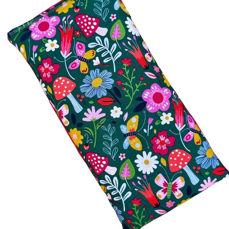 Large Microwave Heating Pad with Flax Seed, Scented or Unscented, Good For Back Pain or Cramps, Moist Heat Therapy or Ice Pack, Microwavable Bean Bag, 6" x 12" (Mushroom, Peppermint)