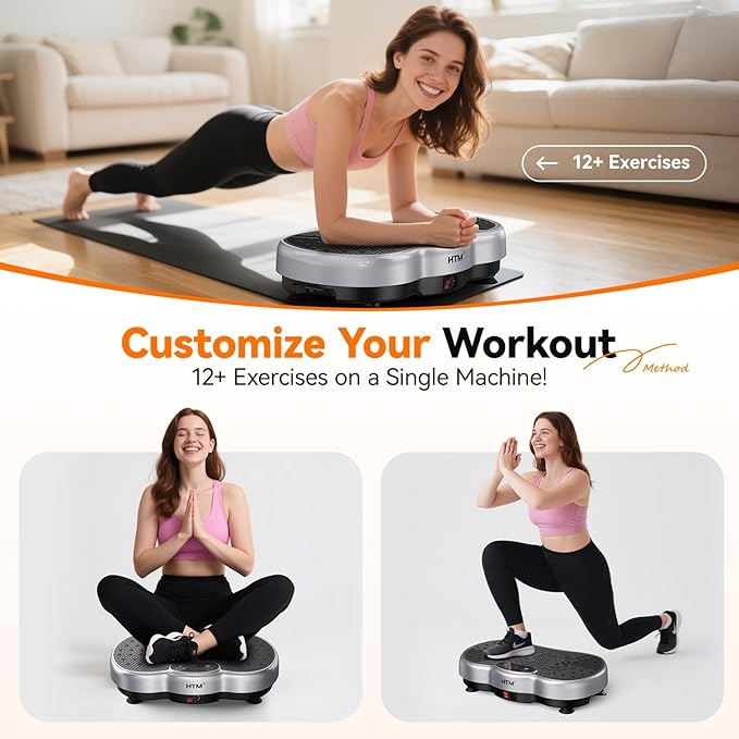 Vibration Plate Exercise Machine - 300 lbs Weight Capacity, 120 Speed Levels, 9 Workout Modes for Home Fitness, Muscle Toning & Weight Loss