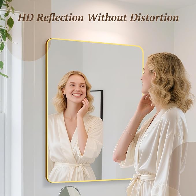 Bathroom Mirror 60" x 36", Large Rectangle Wall Mirror, Gold Metal Frame Wall Mounted Mirrors for Bathroom, Vanity, Bedroom, Entryway Decor(Horizontal/Vertical)