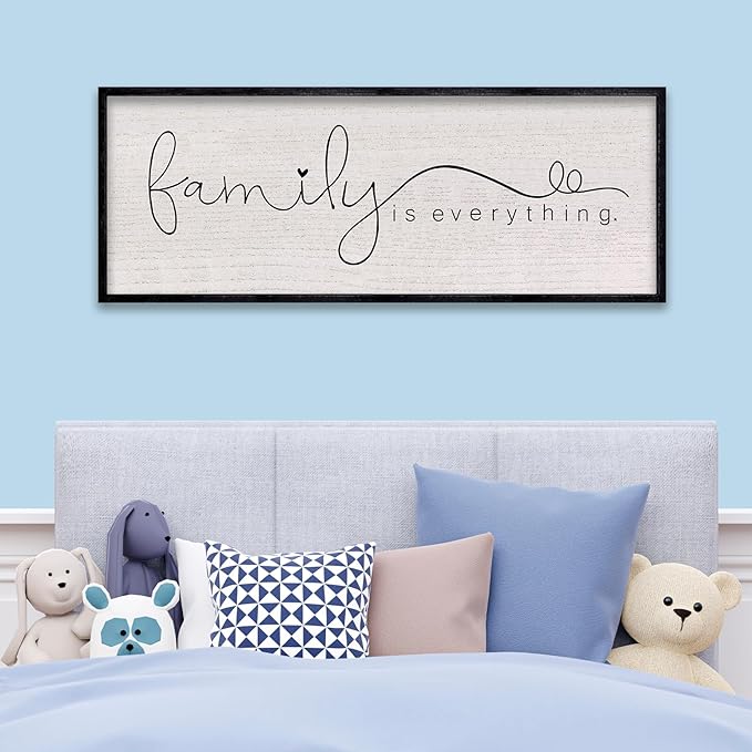 LuZhiQiang Family is Everything Sign Wall Decor 40"x15" Warm Home Sign Wall Art for Entryway Large Hanging Wood Framed (Black)