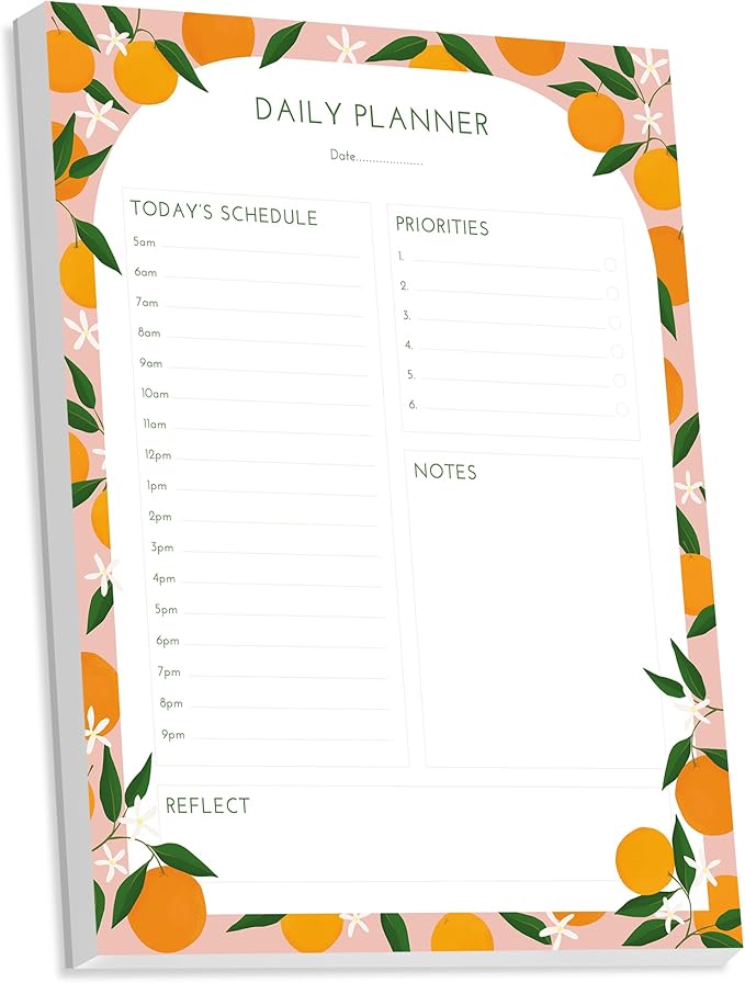Bliss Collections Daily Planning Pad, To Do List Notebook - Undated Tear-Off Sheets Notepad - Work Calendar, Organizer, Scheduler for Goals, Tasks - Daily Planner (Fruit), 8.5" x 11", 50 Sheets