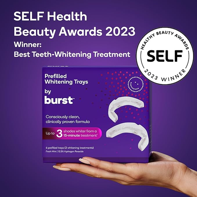 BURST Sensitive Teeth Friendly Whitening Kit | 3 Treatments with 12.5% Hydrogen Peroxide | Up to 3 Shades Whiter After First Use | Prefilled Gel Trays
