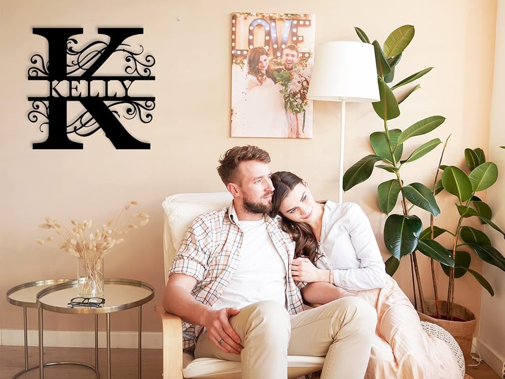 Custom Metal Name Sign | Personalized Metal Signs | Split Letter Monogram Wall Decor | Last Name Sign | Family Name Sign | Personalized Anniversary Wedding Gift | Outdoor Metal Art | Housewarming Gift