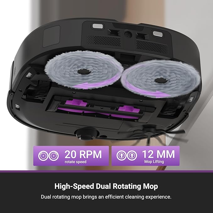 Eureka J15 Ultra Self Emptying Robot Vacuum, 19,000 Pa Suction, Flex-Arm Mop Design, 167℉Hot Water Mop Washing & 131°F Hot Air Drying, AI Obstacle Avoidance, Black