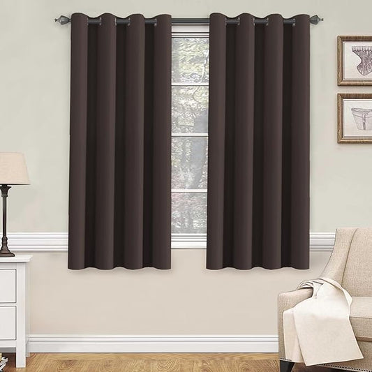 H.VERSAILTEX Blackout Thermal Insulated Curtains for Bedroom/Living Room, 52" Wide x 63" Long Each Panel,Grommet Top (Set of 2 Panels, Chocolate Brown)