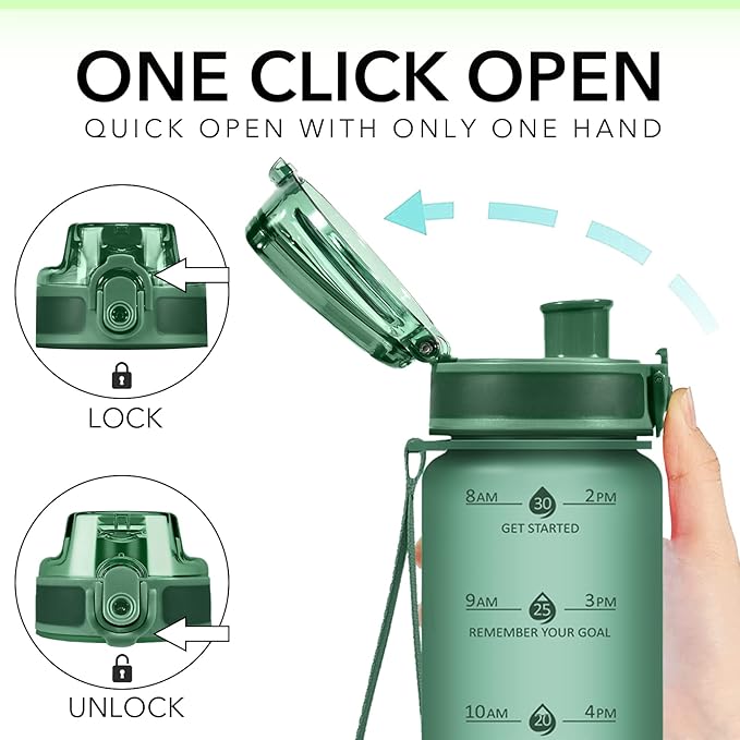 32oz Motivational Water Bottles with Time Marker & Fruit Strainer, Transparent Gradient Color Water Bottle with Times to Drink, Leakproof & BPA Free, Reusable Bottle with Strap (No Straw)