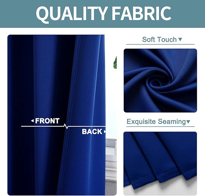 ChrisDowa Blackout Curtains 120 Inches Long 2 Panels Set for Living Room, Grommet Thermal Insulated Room Darkening Curtains for Bedroom (Royal Blue, 52 x 120 Inch)