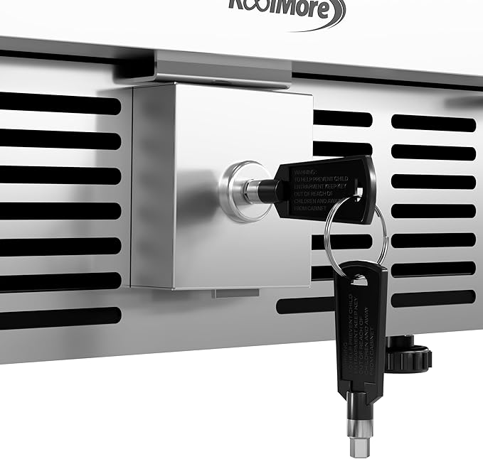 KoolMore 15” Inch Small Built-In Refrigerator and Beverage Cooler for Soda Cans, Beer Cans, Food and Fresh Snacks, 5 Wire Shelves, Adjustable Temperature Range (KM-BIR3C-GD), Stainless Steel