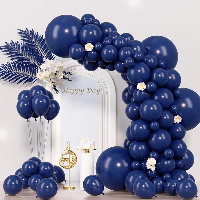 130pcs Navy Blue Balloons Different Sizes 18" 12" 10" 5" Dark Blue Balloons for Birthday Graduation Baby Shower Anniversary New Year Party Holiday Decorations