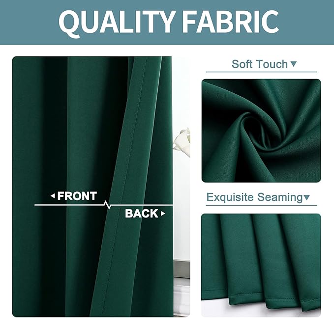 ChrisDowa Blackout Curtains 90 Inches Long 2 Panels Set for Living Room, Grommet Thermal Insulated Room Darkening Curtains for Bedroom (Forest Green, 52 x 90 Inch)