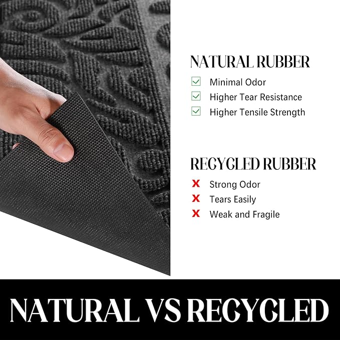Yimobra Welcome Front Door Mat Outdoor, Heavy Duty Sturdy Non Slip Doormats, Rubber Backing, Low-Profile Entrance Rugs, Absorbent Resist Dirt, Easy Clean Patio Garage Floor Mats, 47X24 Inch, Grey