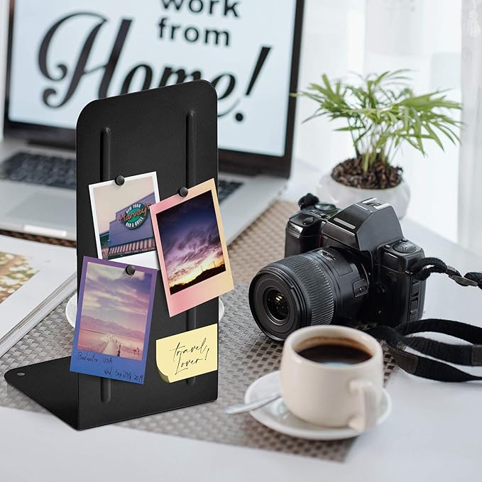 Acrimet Metal Bookends, Jumbo Size 9" H x 4" W x 4-1/2" D, Non-Skid Book Stand for Shelves, Heavy Duty Book Stopper, Black, 1 Pair