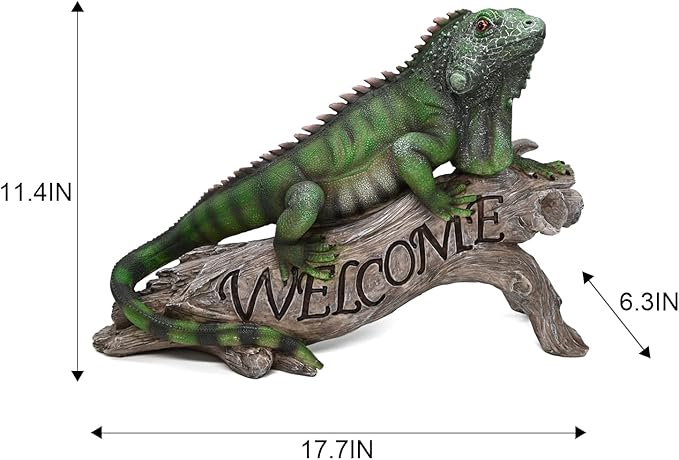 Chameleon Figurine Lizard Garden Decor: Big Iguana Figure Outdoor Statue Resin Yard Decoration Porch Large Sculpture Lawn Outside Flowerbed Accessories Welcome Sign