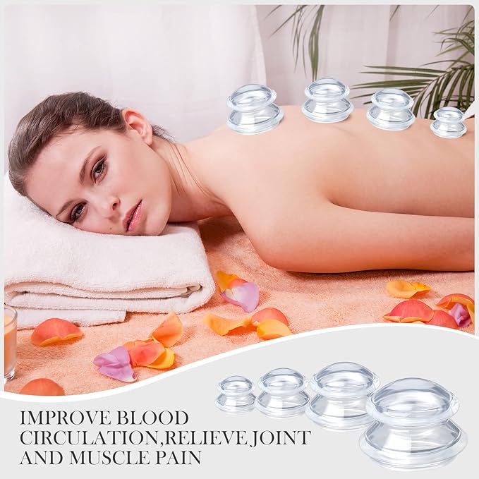 16 Pcs Silicone Cupping Therapy Set Anti Cellulite Cup Vacuum Suction Massage Cup Silicone Cupping Therapy Set for Cellulite Reduction Myofascial Release Massage Therapist Home Use (Clear)