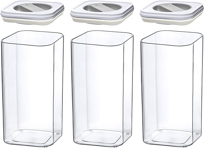 Amazing Abby - Carol - 112-Ounce Acrylic Canister (Set of 3), Plastic Airtight Food Container, Stackable for Pantry Storage, BPA-Free and Shatter-Proof, Perfect for Home and Commercial Use