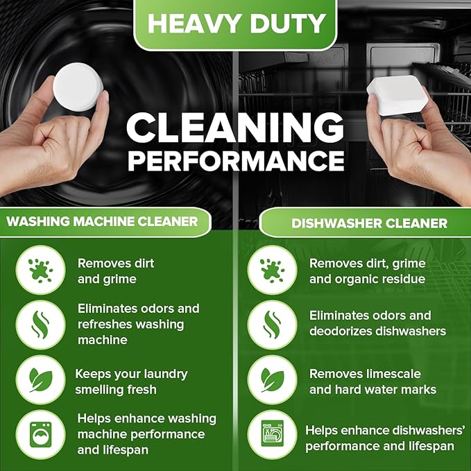 Washing Machine Cleaner + Dishwasher Cleaner Bundle - Heavy Duty Appliance Deep Cleaning, Descaling and Deodorizing