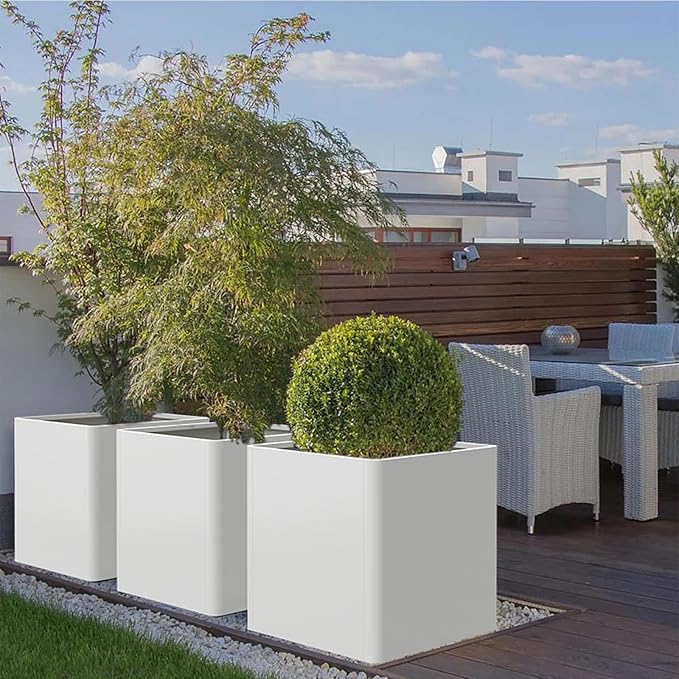 Large Steel Planter Box 26"x26"x26", Heavy Duty Square Metal Planter Box Indoor&Outdoor