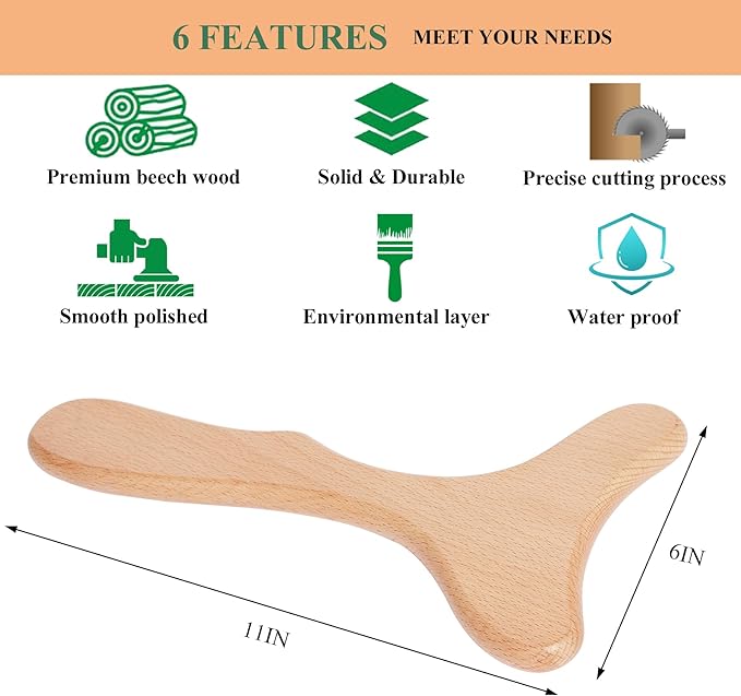 Wood Therapy Massage Tool Wooden Lymphatic Drainage Massager Body Sculpting Tools for Maderoterapy,Gua Sha,Muscle Release-11 * 6inches