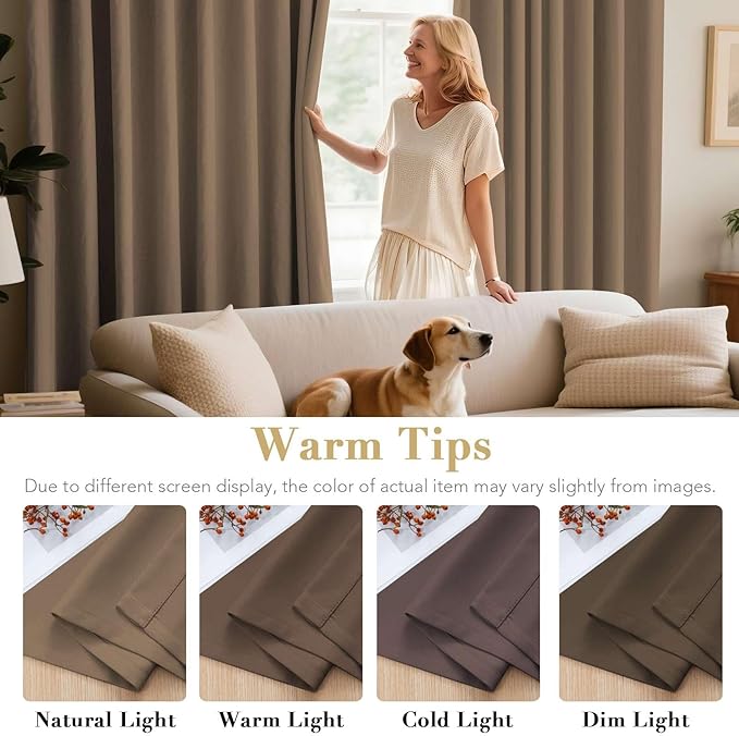 H.VERSAILTEX Blackout Window Curtain Panels Thermal Insulated Room Darkening Solid Grommet Curtains/Drapes for Bedroom Privacy Protection (Set of 2 Panels,52 by 63 Inch Long, Macchiato)