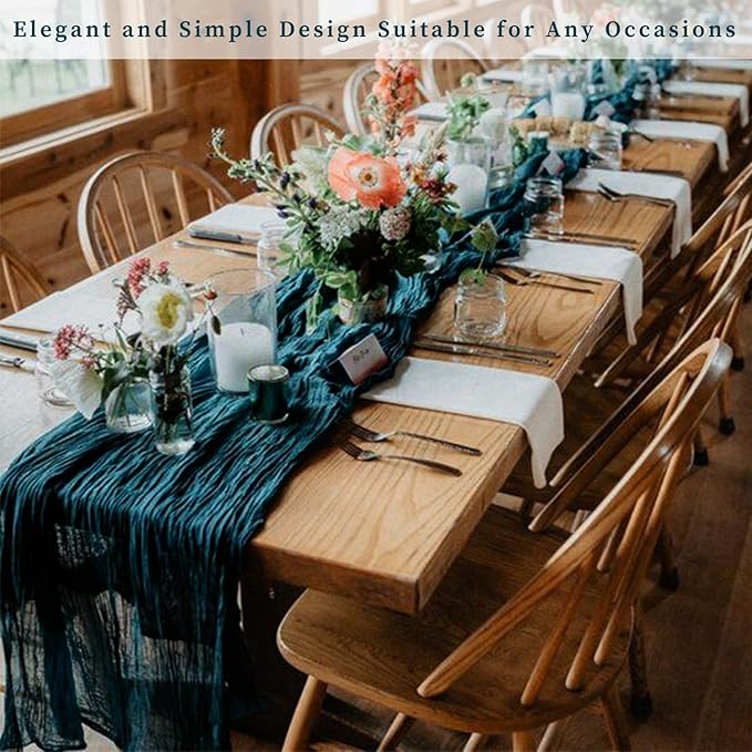 20 Pack Teal 10FT Cheesecloth Table Runner Rustic Gauze Cheese Cloth Table Runner for Wedding Bridal Baby Shower Table Decorations Boho Fabric Sheer Birthday Party Table Decor 20 x 120 Inch Long