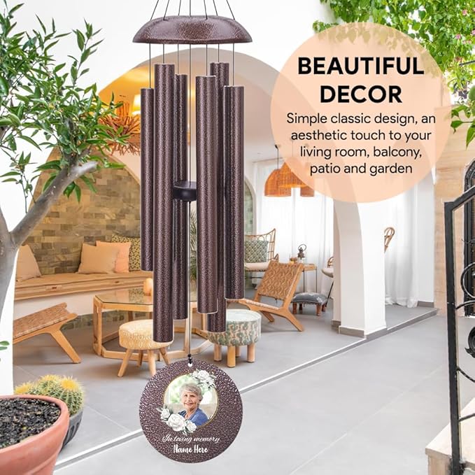 Personalized Sympathy Wind Chime, Memorial Wind Chimes in Memory of a Loved One Gift, Memorial Gifts Wind Chimes for Outside Patio Home or Garden Decor
