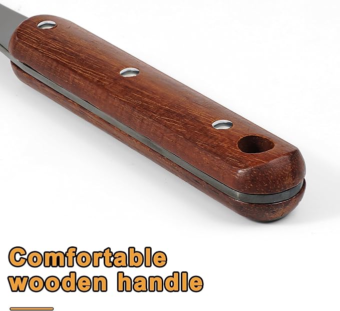 FJNATINH Stainless Steel Wok Spatula,Ladle,Skimmer Ladle Tool Set,Mirror Polished Cooking Utensils with Wooden Handle,Easy to Clean Wok Accessories,Black 3 PCS