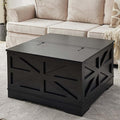 Black Coffee Table with Storage, Cocktail Table with Hinged Lift Top, Farmhouse Square Wood Center Table with Large Hidden Storage Compartment for Living Room, Square Coffee Table, Metal Edges Decor