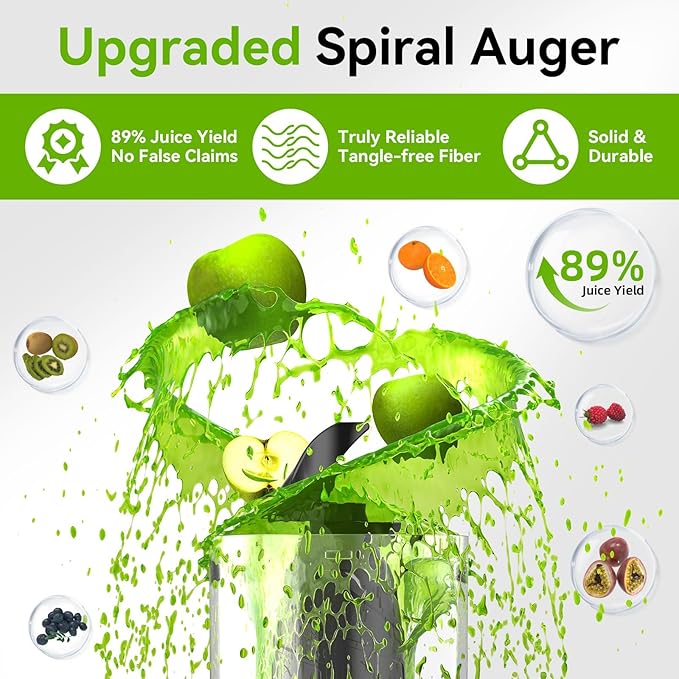 Cold Press Juicer, Slow Masticating Juicer Machines for Whole Vegetable and Fruit, 4.3" Feed Chute, BPA Free, Quiet Easy Clean Juicer to Unlock Fresh & Nutritious Juices (Black)